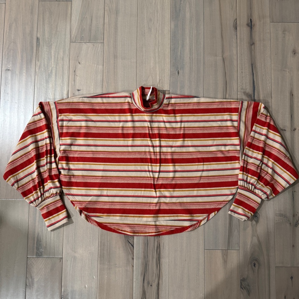 Free People Steph Striped Cropped Mock Neck Longsleeve